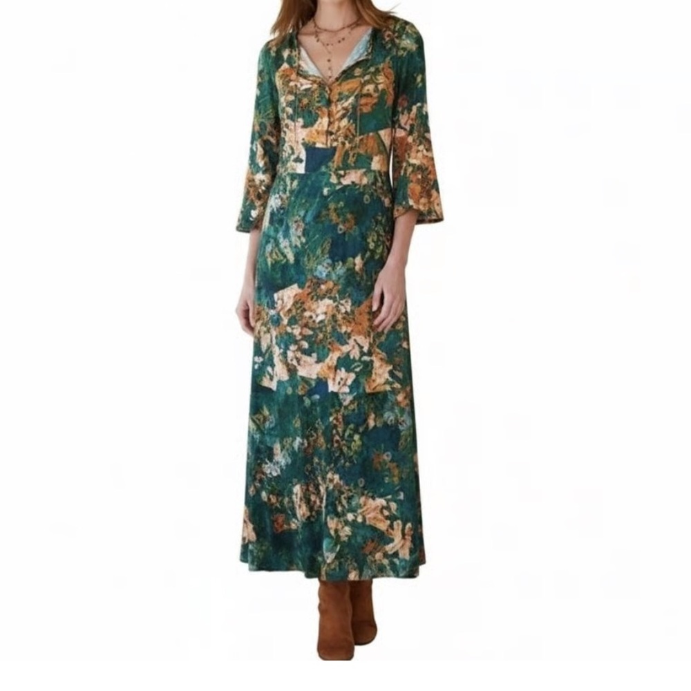 Soft Surroundings Dakota floral midi tiered dress size PM aka petite medium